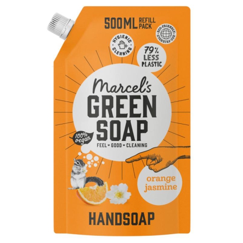 Marcel's Green Soap Handzeep Sinaasappel & Jasmijn navul 500 ml